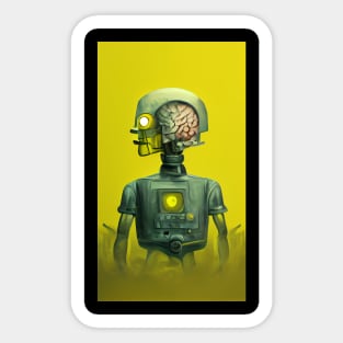 A robot with his brain visible Sticker